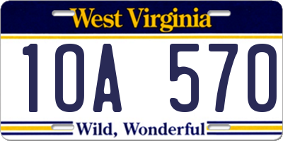 WV license plate 1OA570