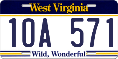 WV license plate 1OA571