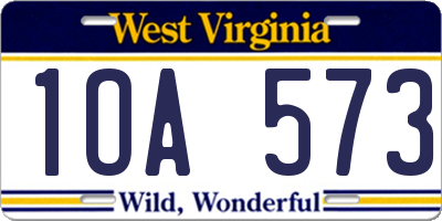 WV license plate 1OA573