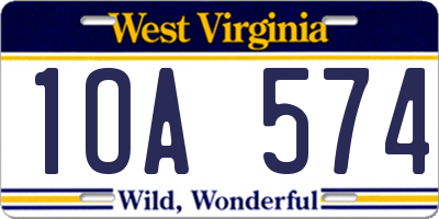 WV license plate 1OA574