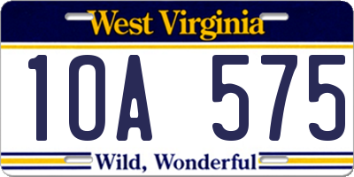 WV license plate 1OA575