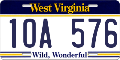 WV license plate 1OA576