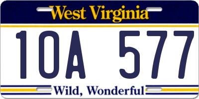 WV license plate 1OA577