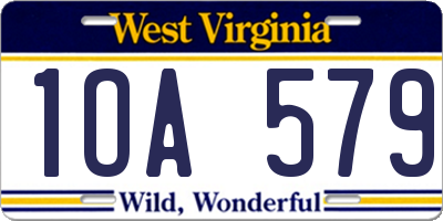 WV license plate 1OA579