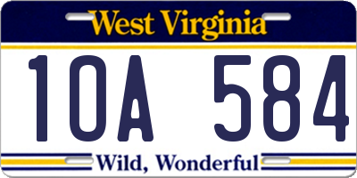 WV license plate 1OA584