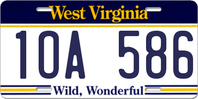 WV license plate 1OA586