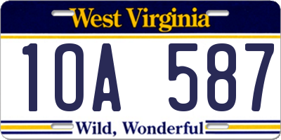 WV license plate 1OA587