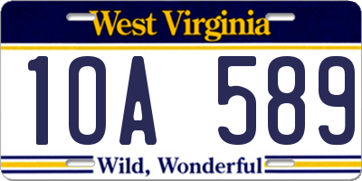 WV license plate 1OA589