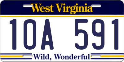 WV license plate 1OA591