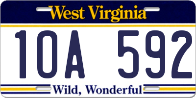 WV license plate 1OA592