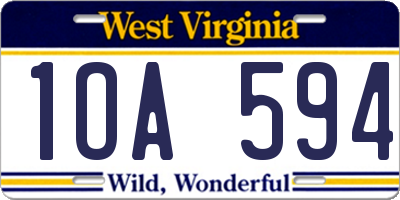 WV license plate 1OA594