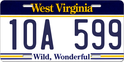 WV license plate 1OA599
