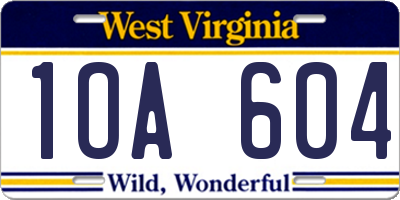 WV license plate 1OA604