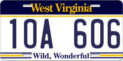 WV license plate 1OA606