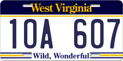 WV license plate 1OA607