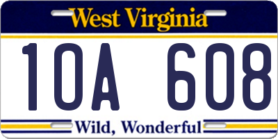 WV license plate 1OA608