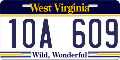 WV license plate 1OA609