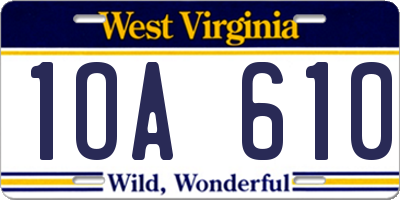 WV license plate 1OA610