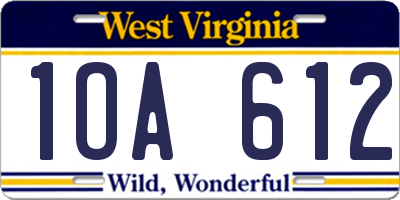 WV license plate 1OA612