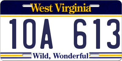 WV license plate 1OA613