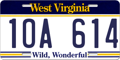 WV license plate 1OA614
