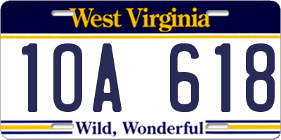 WV license plate 1OA618