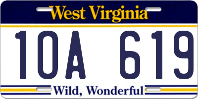 WV license plate 1OA619