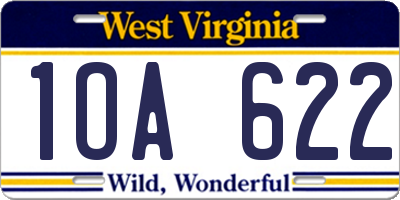 WV license plate 1OA622