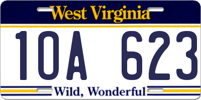 WV license plate 1OA623