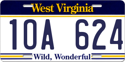 WV license plate 1OA624