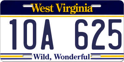 WV license plate 1OA625