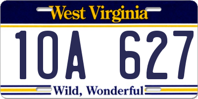 WV license plate 1OA627