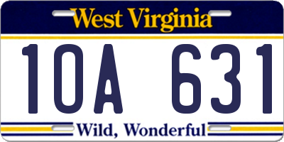 WV license plate 1OA631