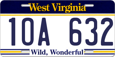 WV license plate 1OA632
