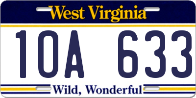 WV license plate 1OA633