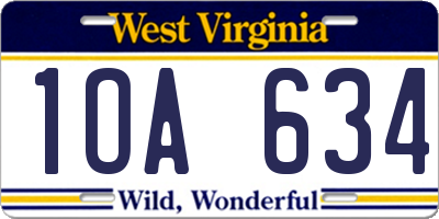 WV license plate 1OA634