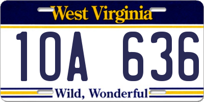WV license plate 1OA636