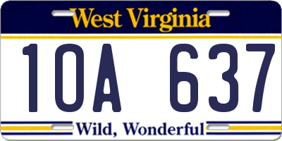 WV license plate 1OA637
