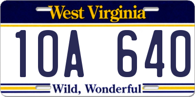 WV license plate 1OA640