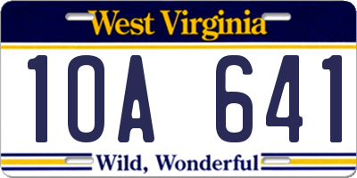 WV license plate 1OA641