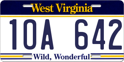 WV license plate 1OA642