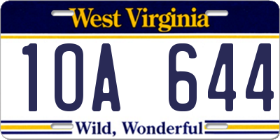WV license plate 1OA644