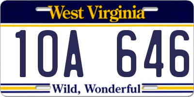 WV license plate 1OA646