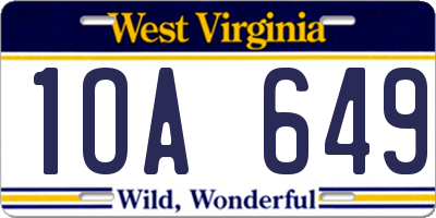 WV license plate 1OA649