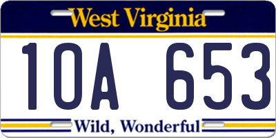 WV license plate 1OA653