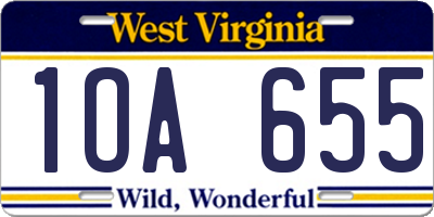 WV license plate 1OA655