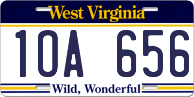 WV license plate 1OA656