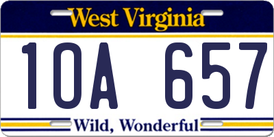 WV license plate 1OA657