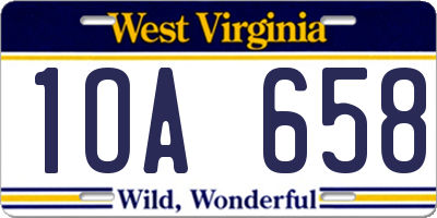 WV license plate 1OA658