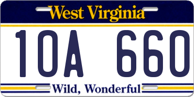 WV license plate 1OA660